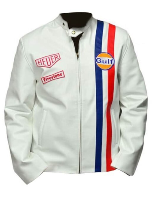 Le Mans Steve McQueen Leather Jacket White - Image 2