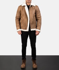Francis B-3 Distressed Brown Leather Bomber Jacket