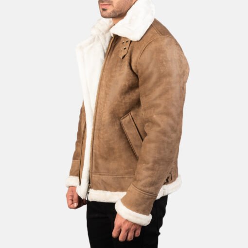 Francis B-3 Distressed Brown Leather Bomber Jacket - Image 5