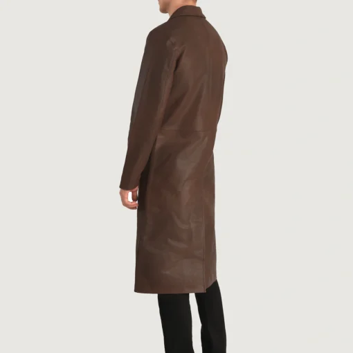 Mateo Brown Leather Single Breasted Coat - Image 2
