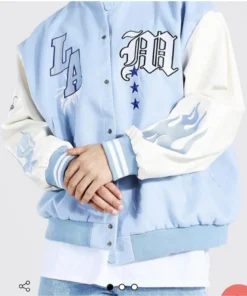 Baby Blue LA M Letterman Jacket Rated 4.67 out of 5 based on 3customer ratings