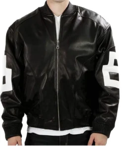 Bomber Michael Hoban 8 Ball Black Leather Jacket
