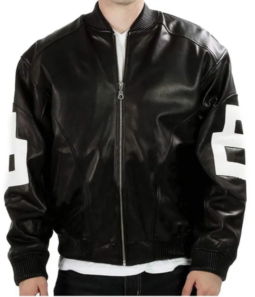 Bomber Michael Hoban 8 Ball Black Leather Jacket