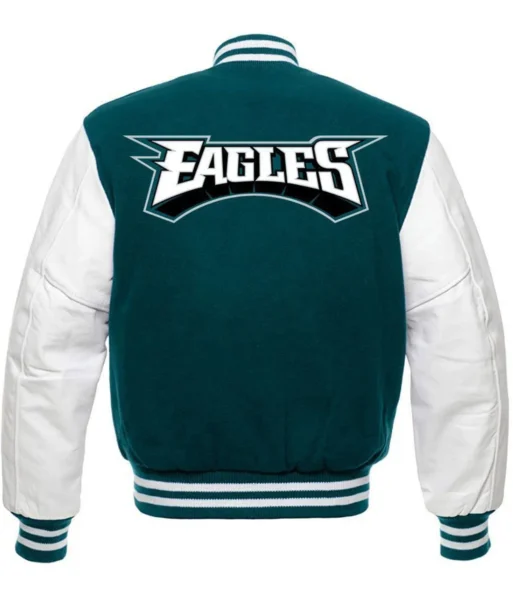 Philadelphia Eagles Varsity Green and White Jacket - Image 2