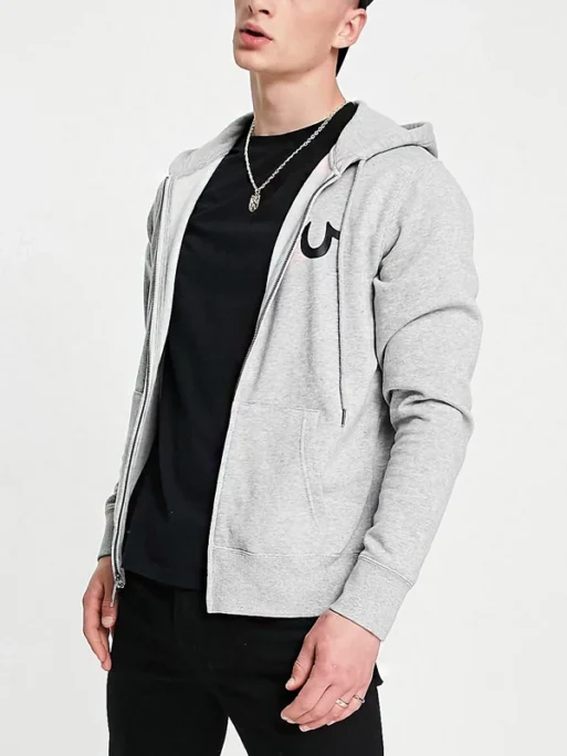 GREY TRUE RELIGION HOODIE