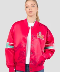 SUPER BOWL LIX INTERCEPTION STARTER RED VARSITY JACKET