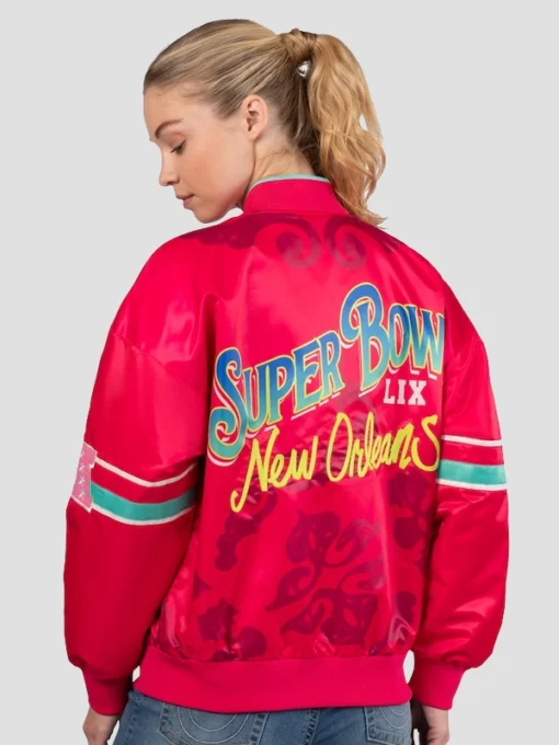 SUPER BOWL LIX INTERCEPTION STARTER RED VARSITY JACKET - Image 2