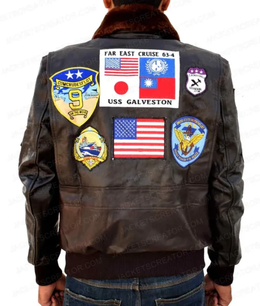 Tom Cruise Top Gun Leather Bomber Jacket with Removable Fur - Image 2