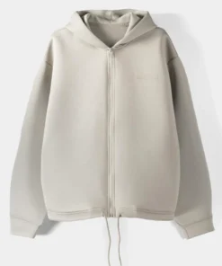 Bershka Zip-Up Slogan Hoodie