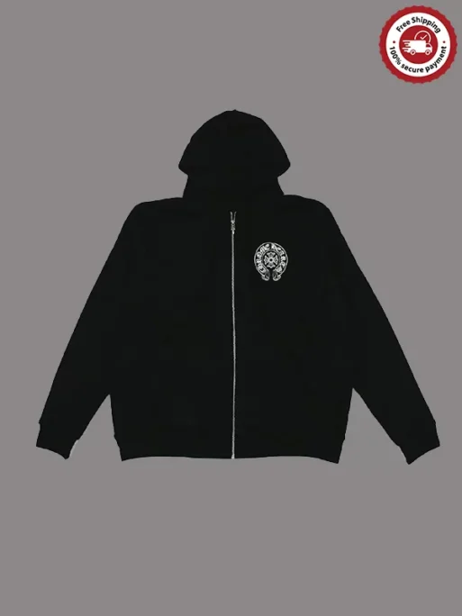 CHROME HEARTS MALIBU EXCLUSIVE HORSE SHOE ZIP UP HOODIE – BLACK