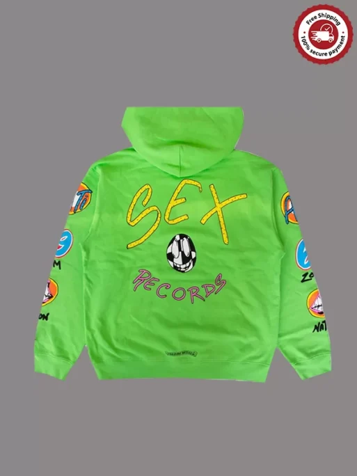 CHROME HEARTS MATTY BOY SEX RECORDS HOODIE – GREEN