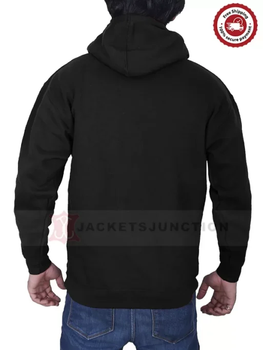 UNISEX BLACK PULLOVER KANGAROO HOODIE - Image 2