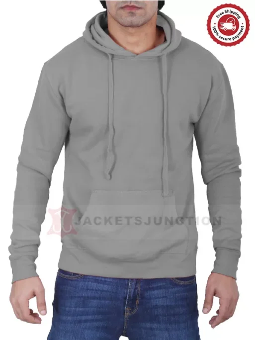 UNISEX GREY PULLOVER KANGAROO HOODIE