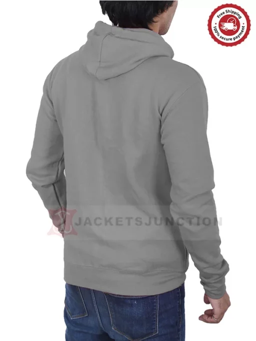 UNISEX GREY PULLOVER KANGAROO HOODIE - Image 2