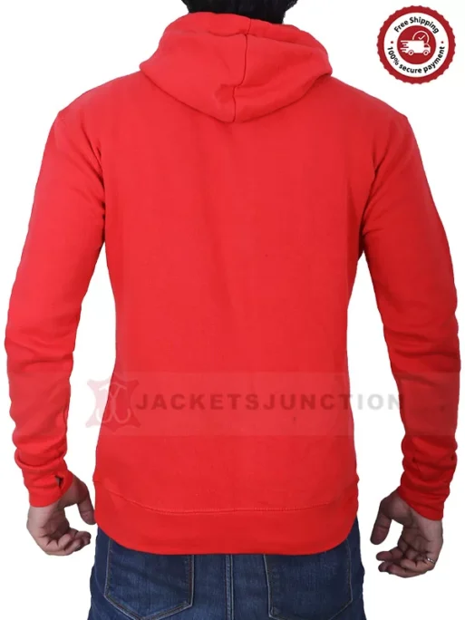 UNISEX RED PULLOVER KANGAROO HOODIE - Image 2