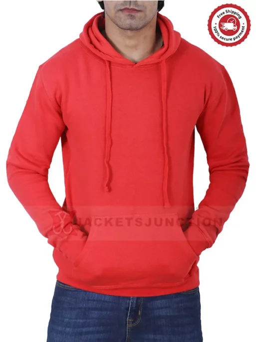 UNISEX RED PULLOVER KANGAROO HOODIE