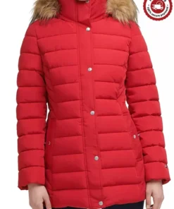 WOMEN’S RED COAT WITH FUR HOOD