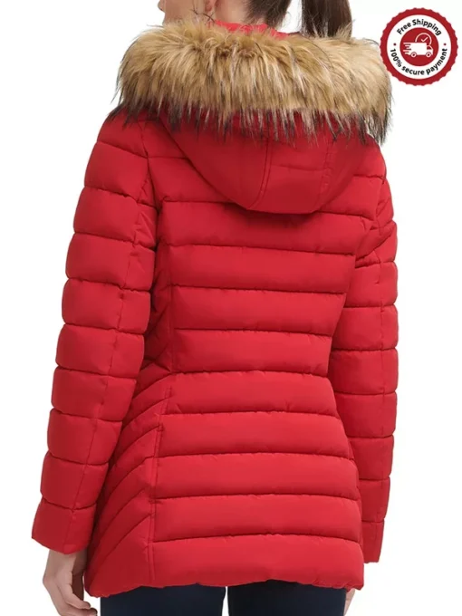 WOMEN’S RED COAT WITH FUR HOOD - Image 2
