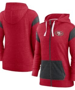 Women's San Francisco 49ers Nike Scarlet/Heather Black Monaco Lightweight Full-Zip Hoodie