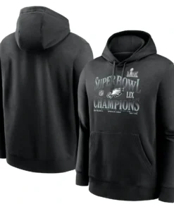 Men's Philadelphia Eagles Nike Black Super Bowl LIX Champions 90's Retro Pullover Hoodie