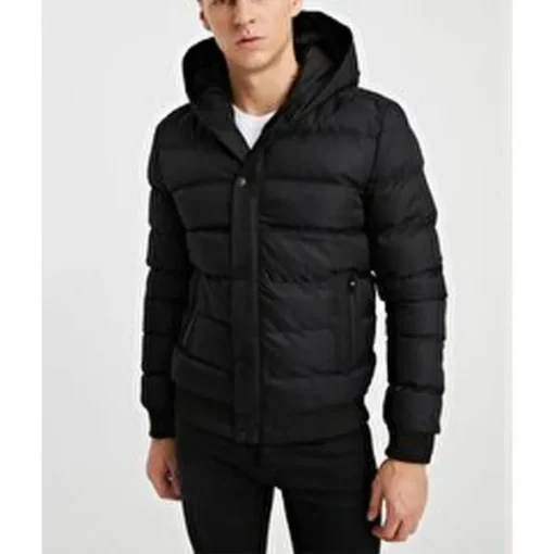Men’s Red/Black Bubble Hooded Jacket - Image 2
