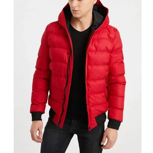 Men’s Red/Black Bubble Hooded Jacket